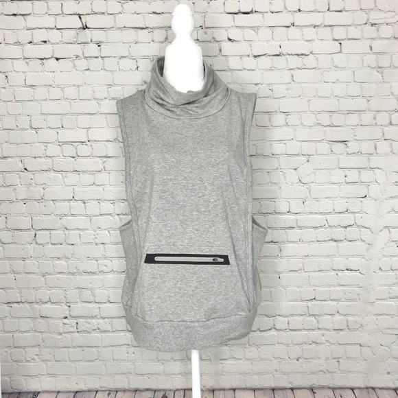 Zella Tops - Zella Bounce Back Heathered Gray Funnel Neck Vest
